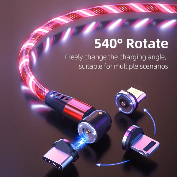 540 Rotate Luminous Magnetic Cable 3A Fast Charge