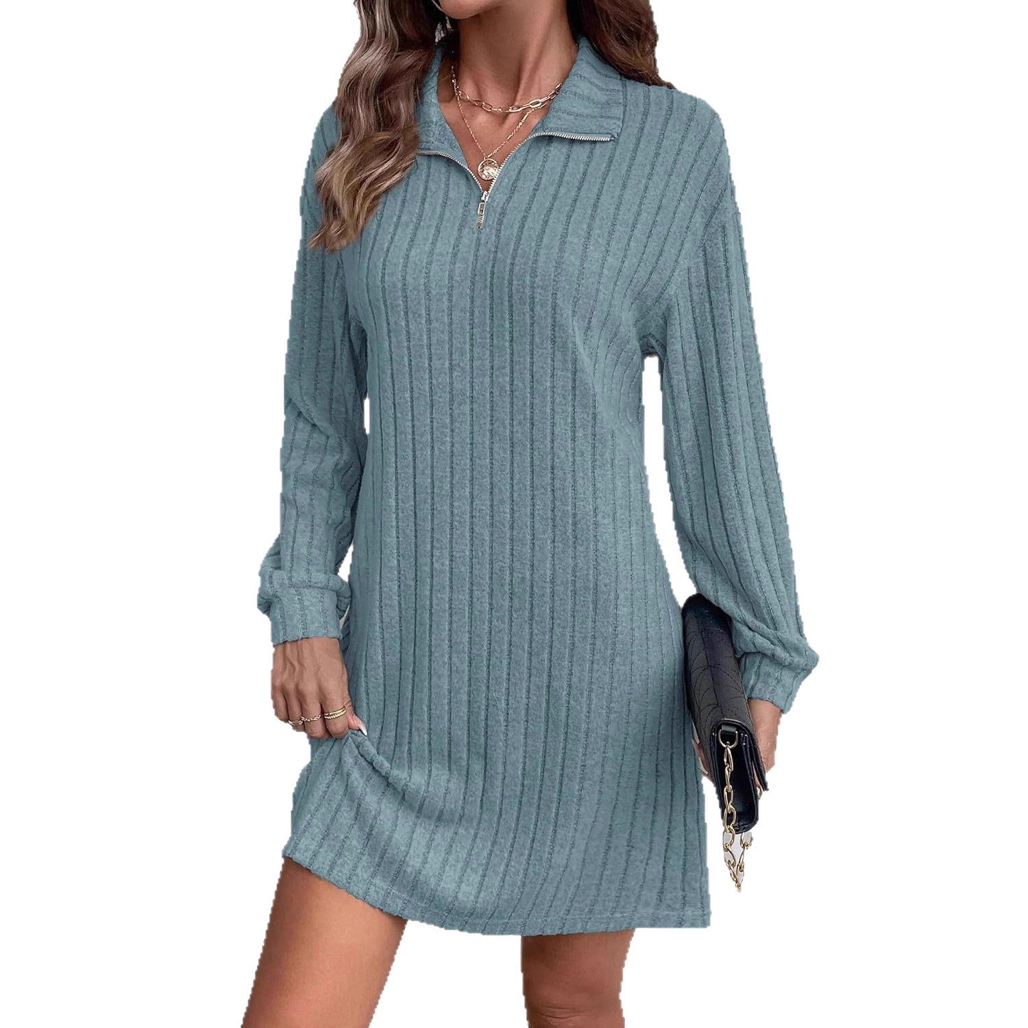 European And American Turtleneck Sheath Dress Women Clothing