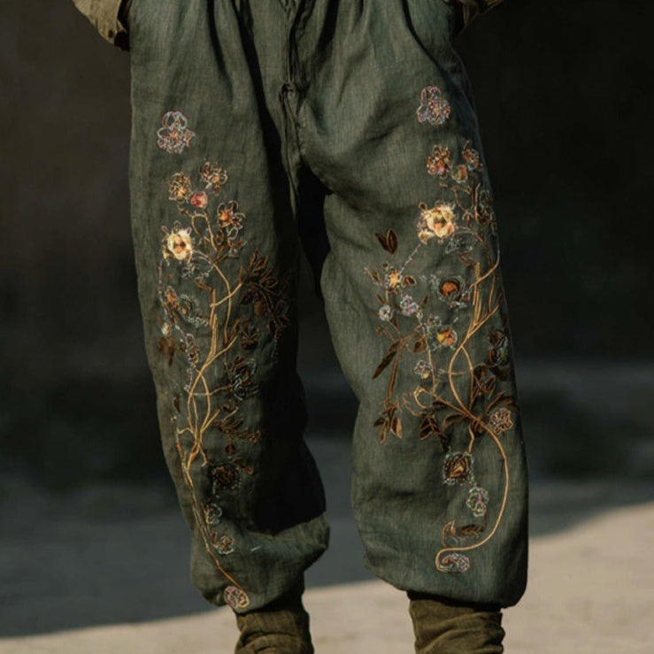 Men’s Casual Straight-Leg Digital Print Pants